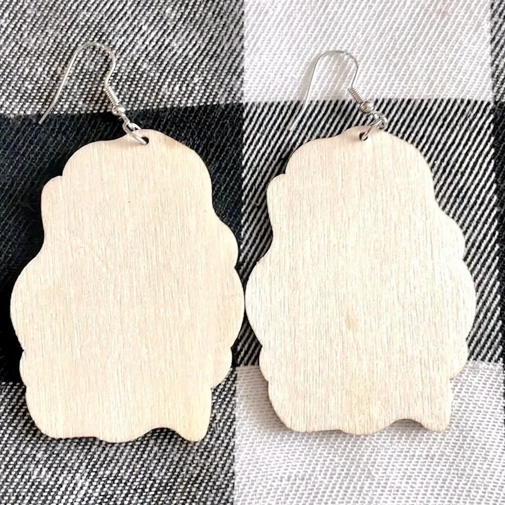 Classic santa Clause Wood Drop Earrings